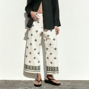 Zara Linen Blend Printed Pant - New with Tags